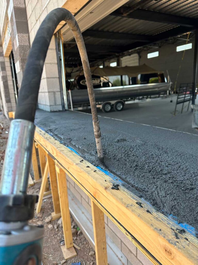 Fresh concrete pour completed by New Era Masonry